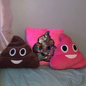 3 poop emoji decoration pillows!